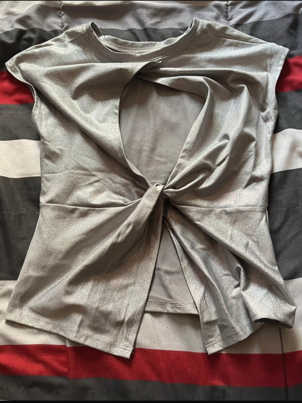 More Than Magic Silver Twist-Knot Tank Top